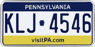 PA license plate KLJ4546