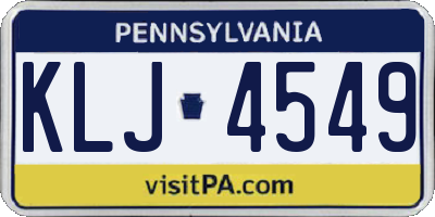 PA license plate KLJ4549