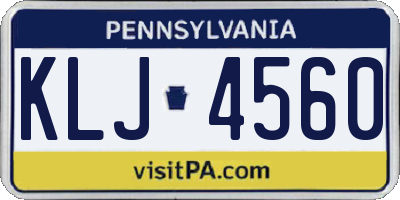 PA license plate KLJ4560