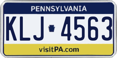 PA license plate KLJ4563