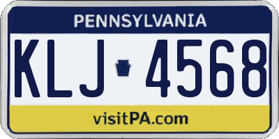 PA license plate KLJ4568