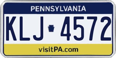 PA license plate KLJ4572