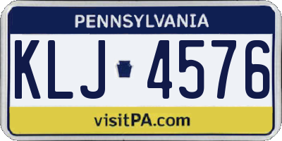 PA license plate KLJ4576