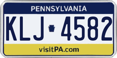 PA license plate KLJ4582