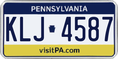 PA license plate KLJ4587