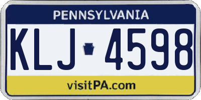 PA license plate KLJ4598