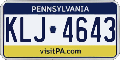 PA license plate KLJ4643