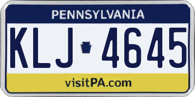 PA license plate KLJ4645