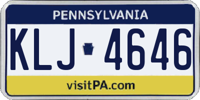 PA license plate KLJ4646