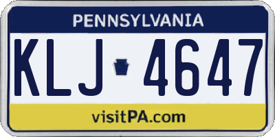 PA license plate KLJ4647
