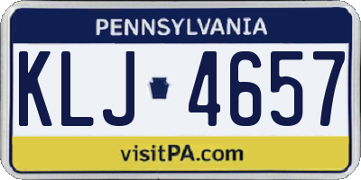 PA license plate KLJ4657
