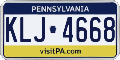 PA license plate KLJ4668