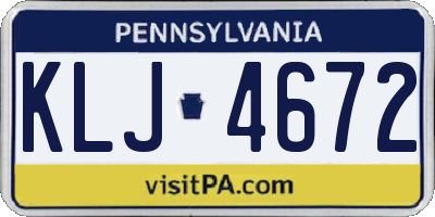 PA license plate KLJ4672