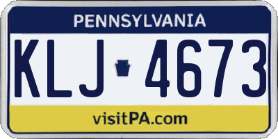 PA license plate KLJ4673