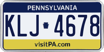 PA license plate KLJ4678