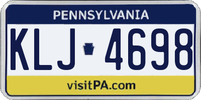 PA license plate KLJ4698