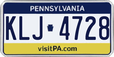 PA license plate KLJ4728