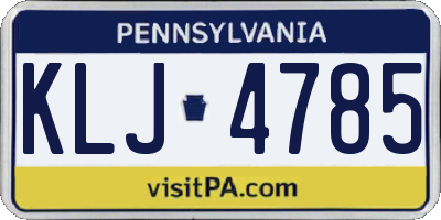 PA license plate KLJ4785