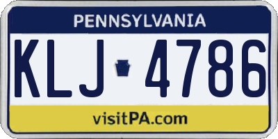PA license plate KLJ4786