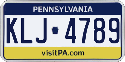 PA license plate KLJ4789