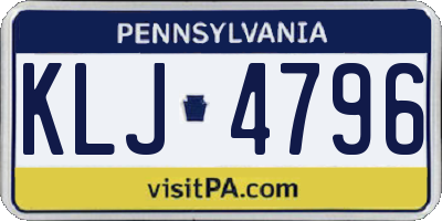 PA license plate KLJ4796
