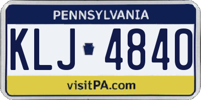 PA license plate KLJ4840