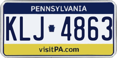 PA license plate KLJ4863