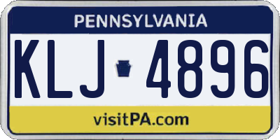 PA license plate KLJ4896