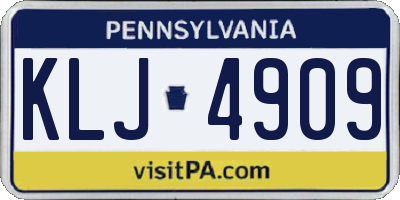 PA license plate KLJ4909