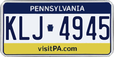 PA license plate KLJ4945