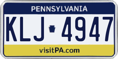 PA license plate KLJ4947