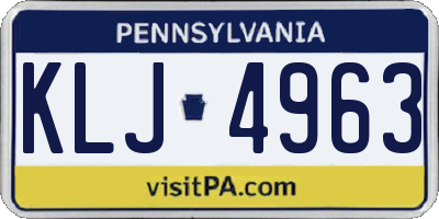 PA license plate KLJ4963