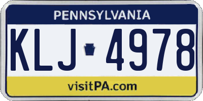 PA license plate KLJ4978