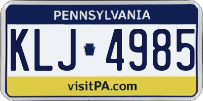 PA license plate KLJ4985