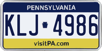 PA license plate KLJ4986