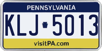PA license plate KLJ5013