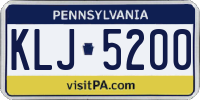 PA license plate KLJ5200