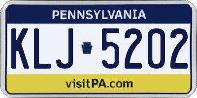 PA license plate KLJ5202