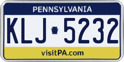 PA license plate KLJ5232