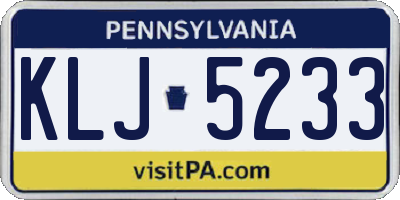 PA license plate KLJ5233