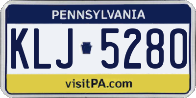 PA license plate KLJ5280