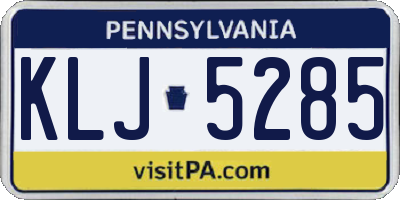 PA license plate KLJ5285
