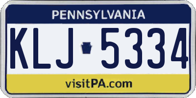 PA license plate KLJ5334