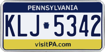 PA license plate KLJ5342