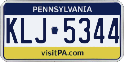 PA license plate KLJ5344