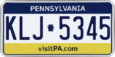 PA license plate KLJ5345