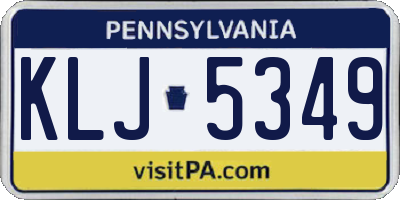 PA license plate KLJ5349