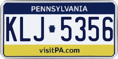 PA license plate KLJ5356