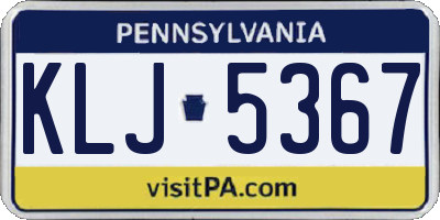 PA license plate KLJ5367