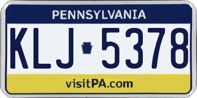 PA license plate KLJ5378